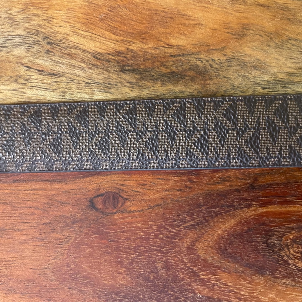 Michael Kors Dark Brown Monogram Belt with Gold Buckle / Unisex Sz. XL - Picture 4 of 9